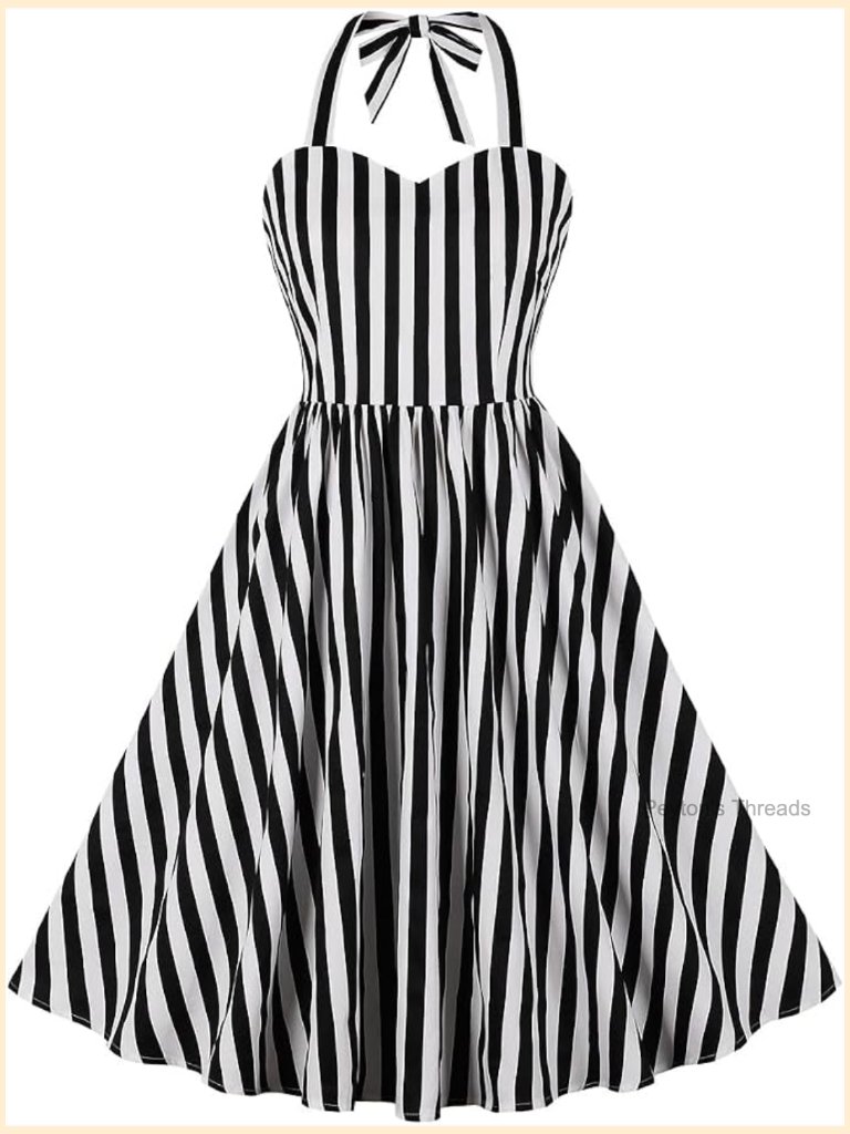 Vintage Retro Cocktail Party Swing Dress Halter Floral Rockabilly 50s Polka Dot